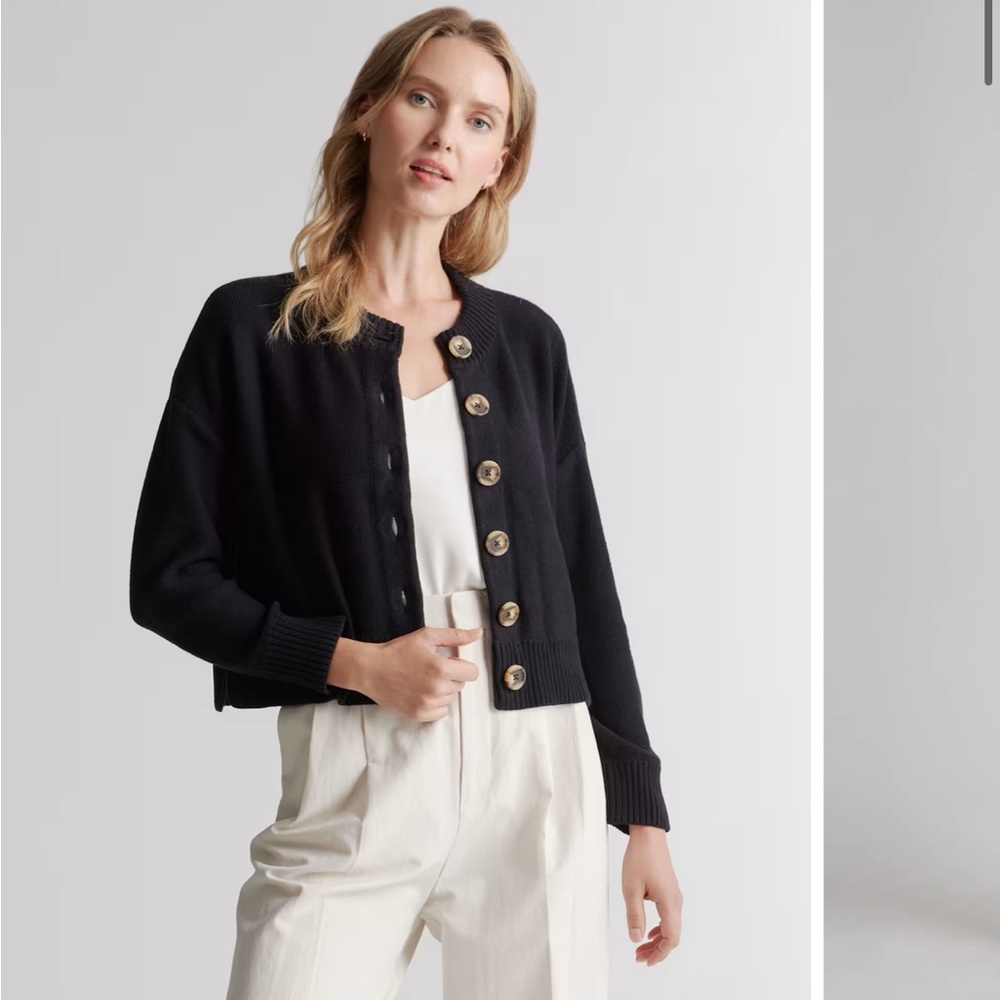 Quince Black Organic Cotton Cardigan